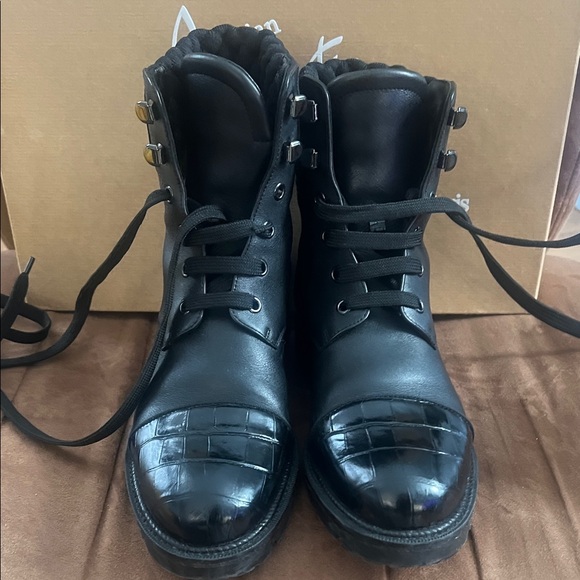 Christian Louboutin Black Embossed Leather Boots - Picture 7 of 10